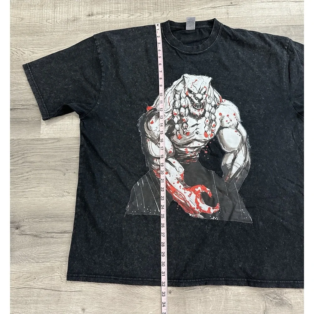 Men's Vintage Style Black Washed Invincible Battle Beast 2XL T-Shirt 100% Cotton